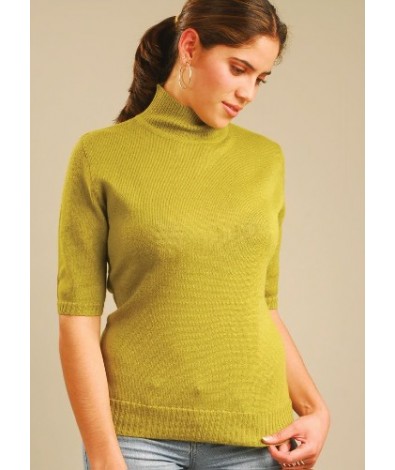 Ladies Alpaca sweater with turtle neck and short sleeves
