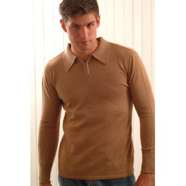 Alpaca Sweater for Men with a Polo Neck