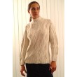 Alpaca sweater with rib cables