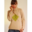Alpaca sweater with a diamond patch, turtle neck and long sleeves