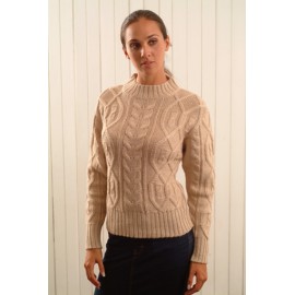 Alpaca sweater with a large cable design