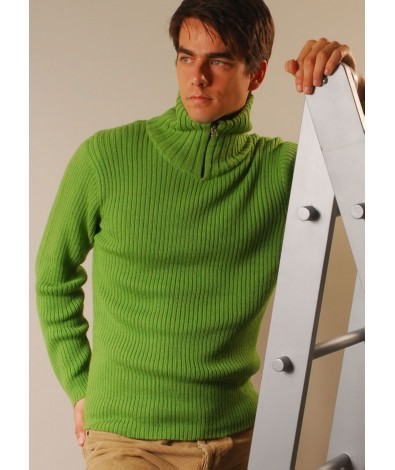 Ribbed mock neck sweater with zipper